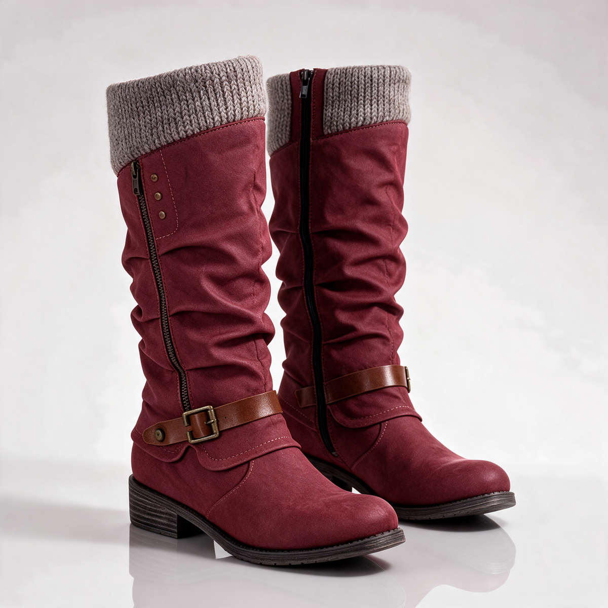 Bottes Hautes à Revers Maille Christine