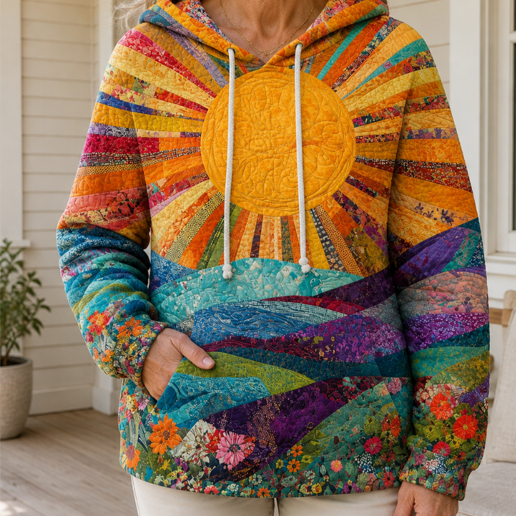 Sweat à Capuche Soleil Fleuri pour Femme Sandrine