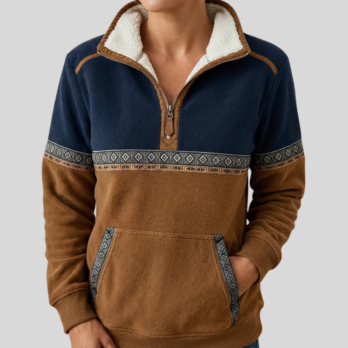 Pull Demi-Zip Bicolore pour Femme Lucie