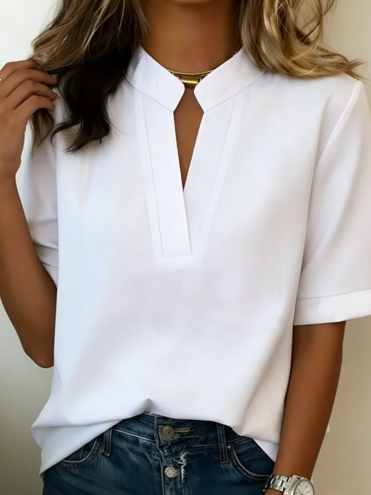 Blouse Col V Fendu pour Femme Margaux