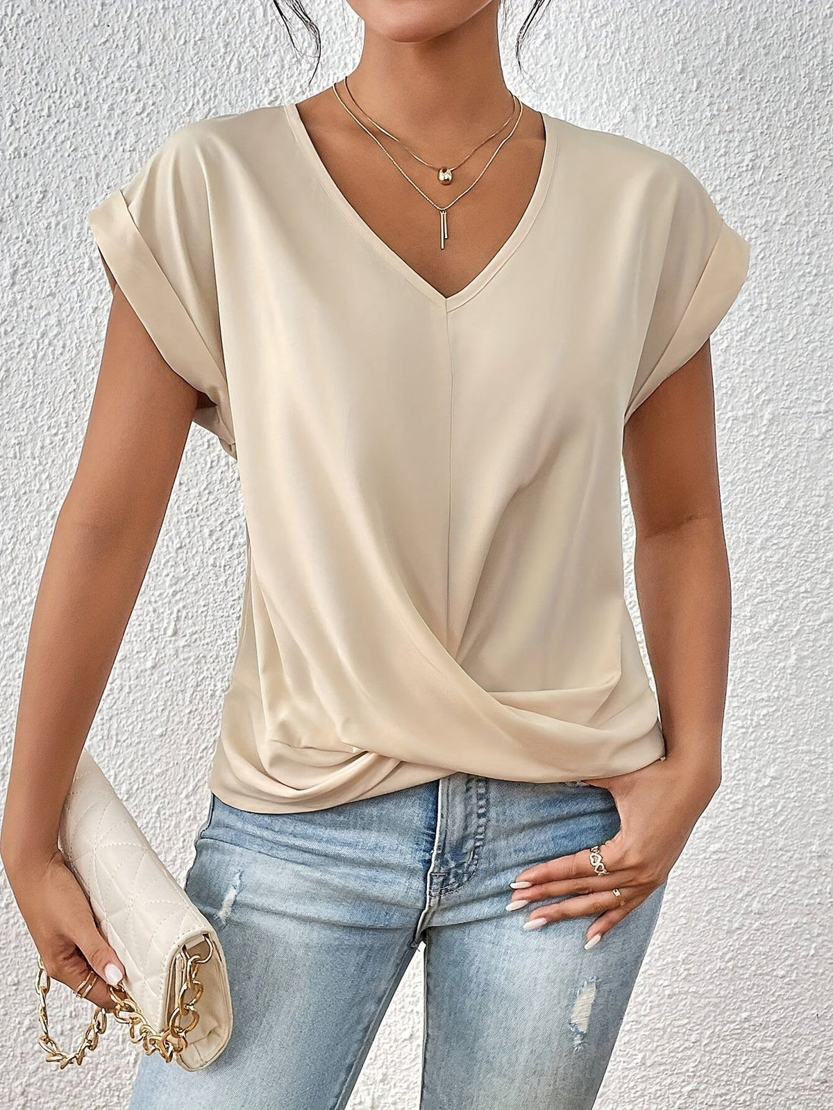 T-shirt Col V Noué pour Femme Lucie