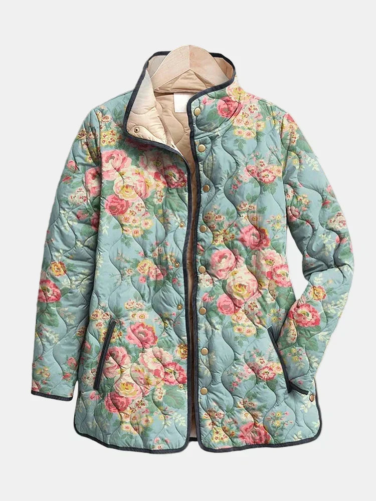 Veste Matelassée Roses Céladon pour Femme Mathilde