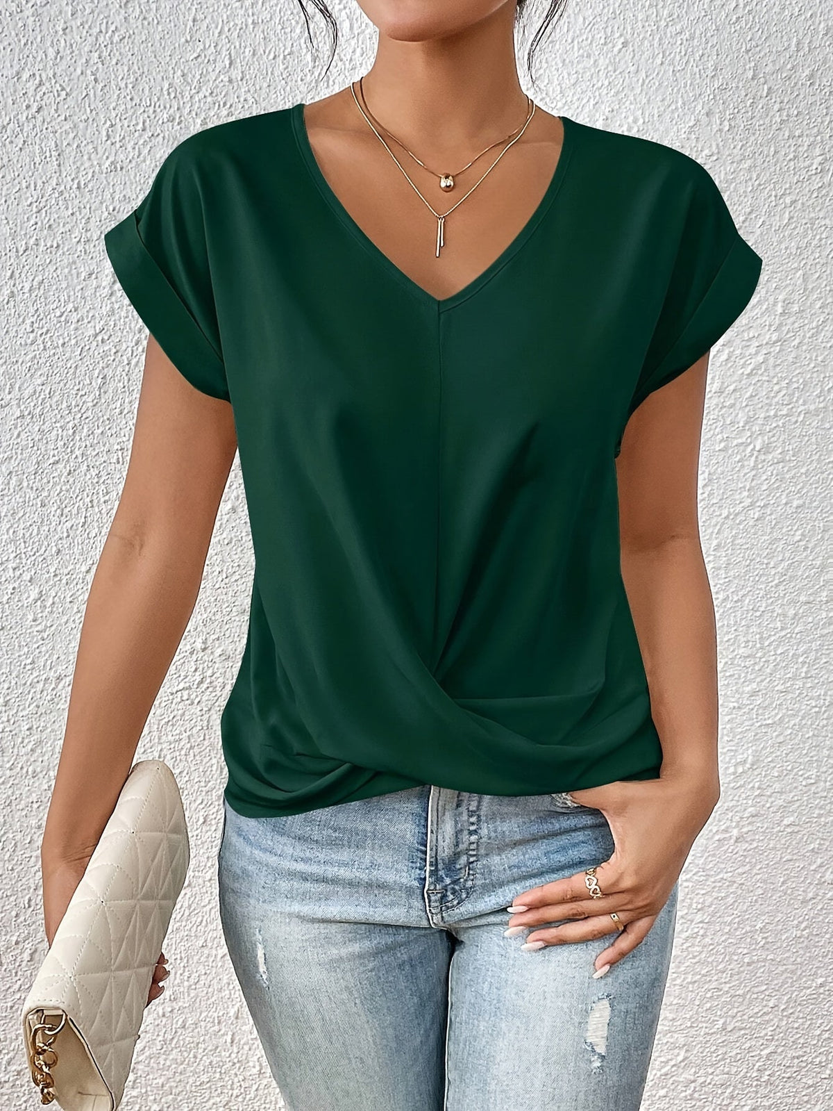 T-shirt Col V Noué pour Femme Lucie