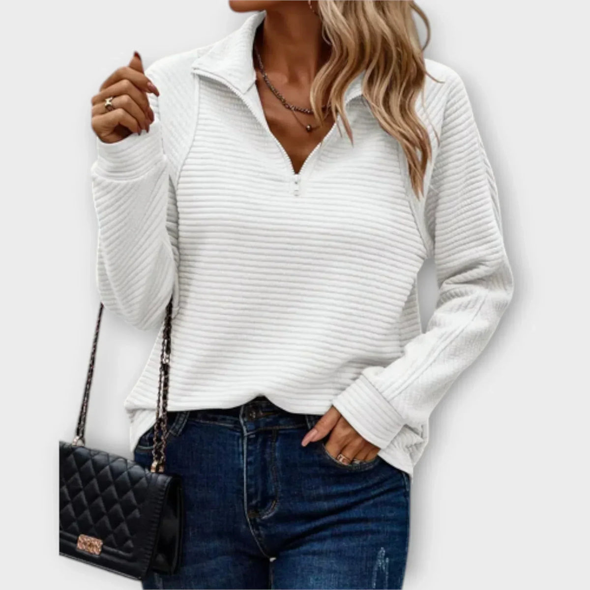 Pull Col Zippé Côtelé pour Femme Gisèle