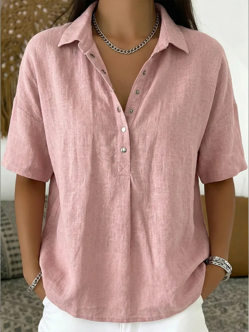 Blouse Henley Manches Courtes pour Femme Charlotte