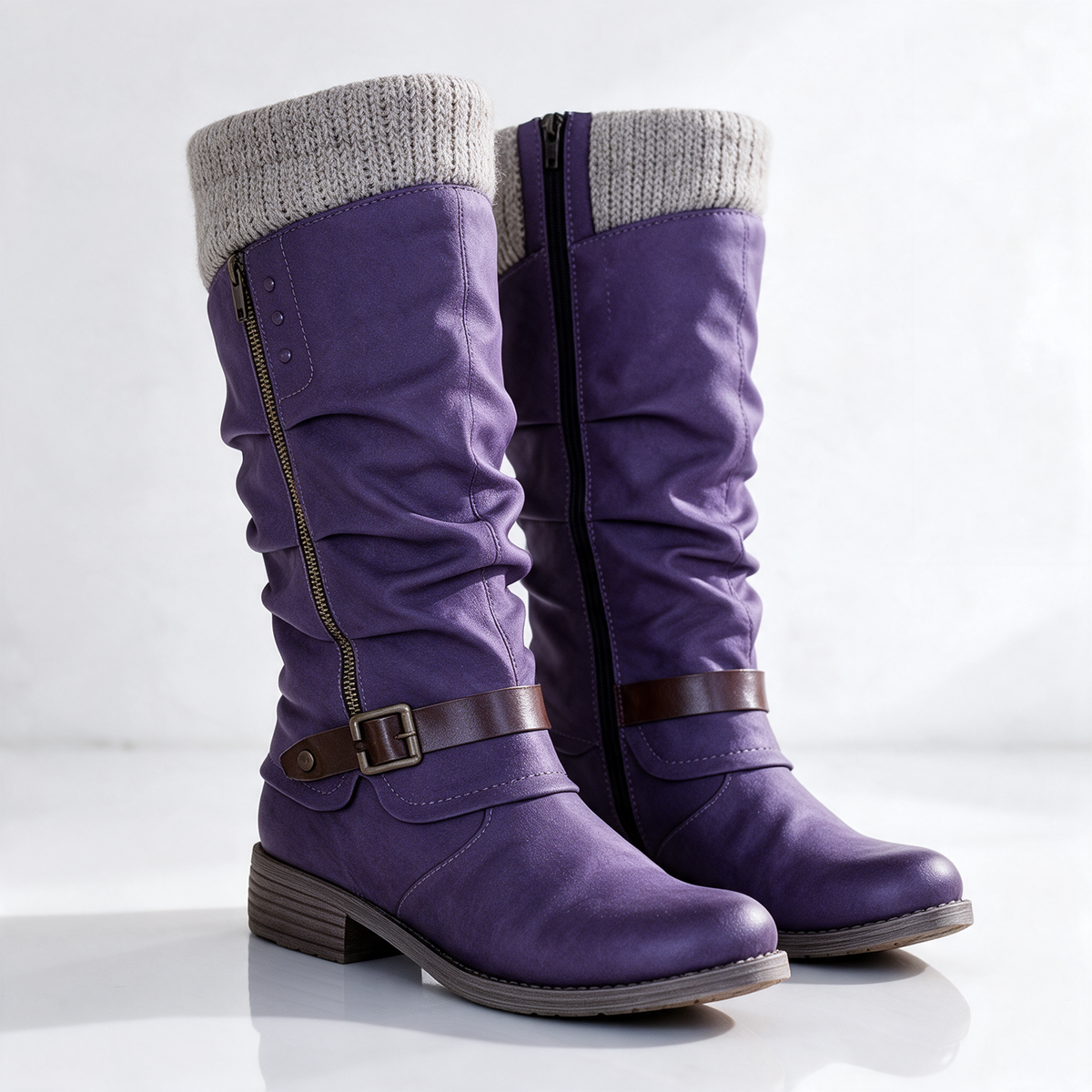 Bottes Hautes à Revers Maille Christine