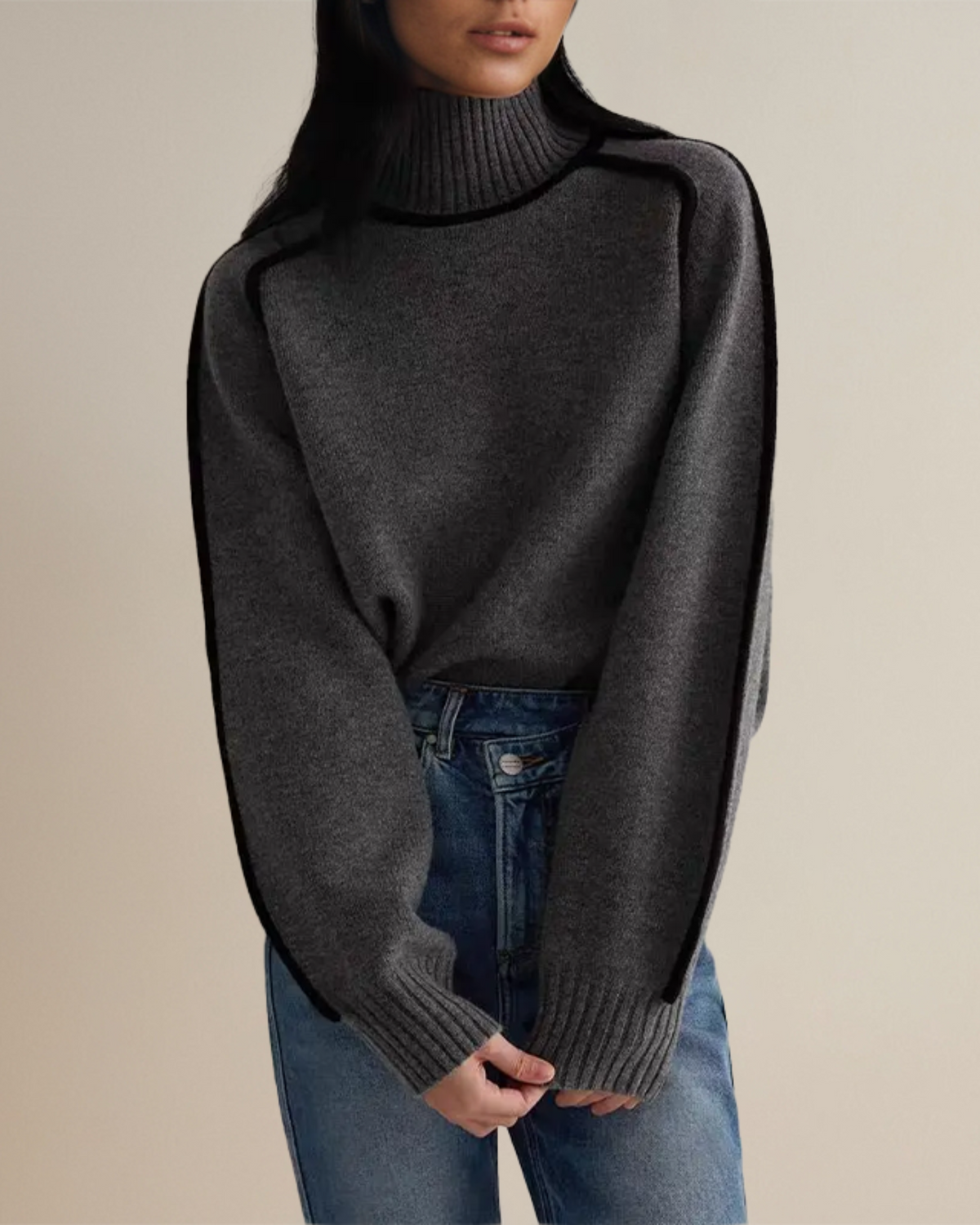 Pull Col Roulé Passepoilé pour Femme Aveline