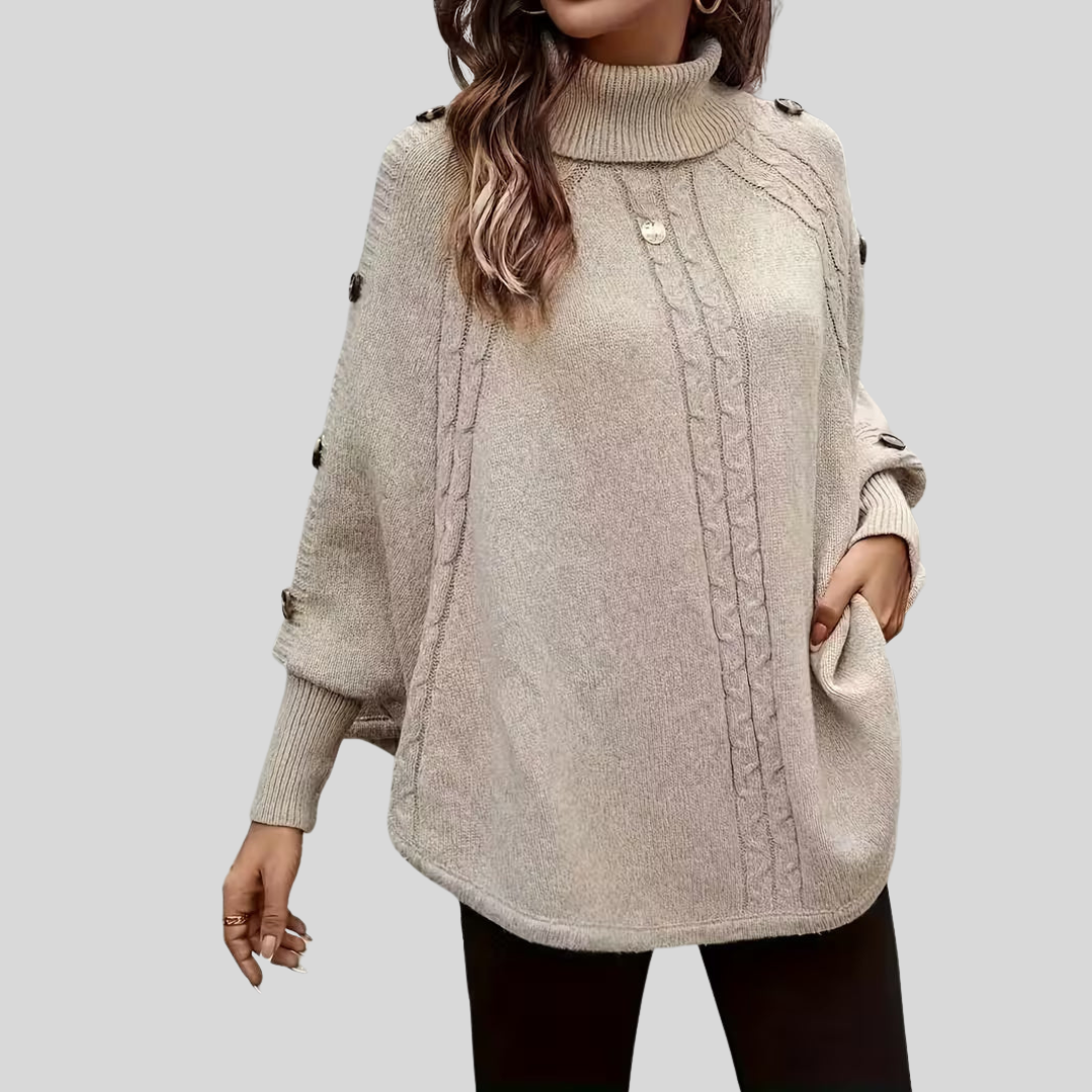 Poncho Col Roulé Torsadé pour Femme Léa