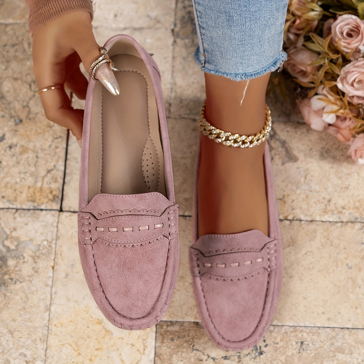 Mocassins Effet Daim Festonnés Marie