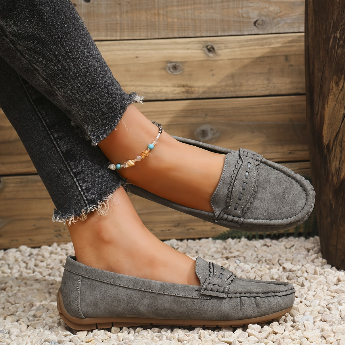 Mocassins Effet Daim Festonnés Marie
