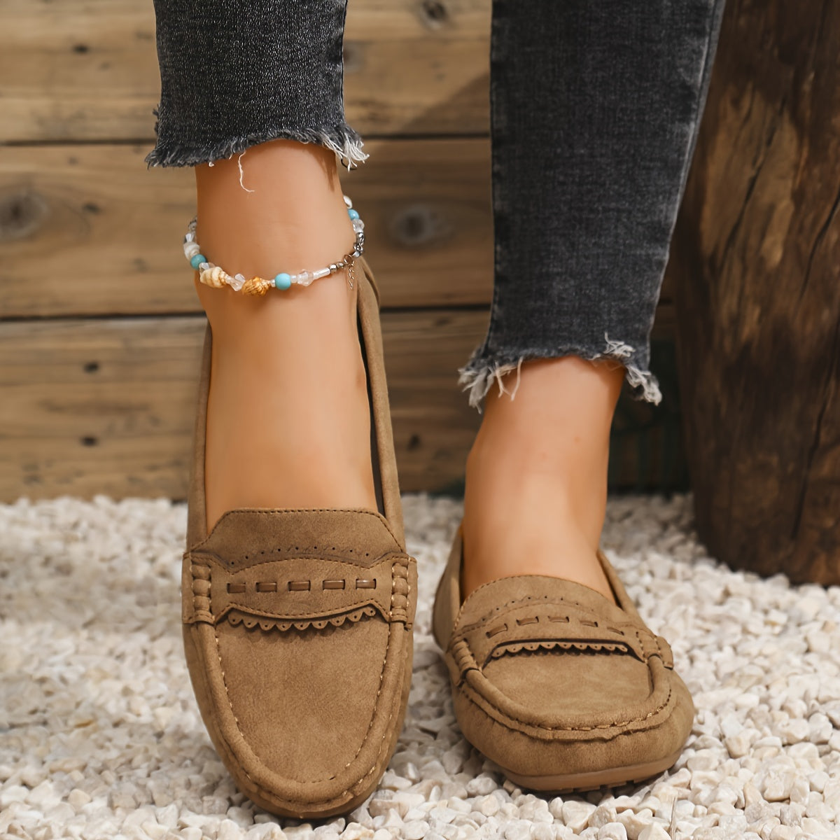 Mocassins Effet Daim Festonnés Marie