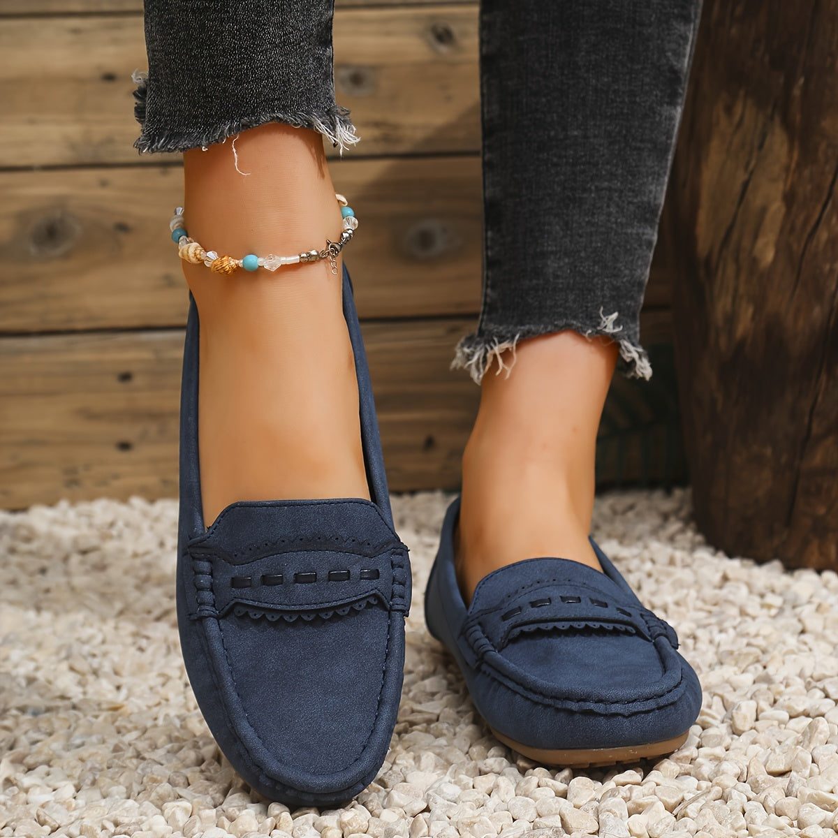 Mocassins Effet Daim Festonnés Marie