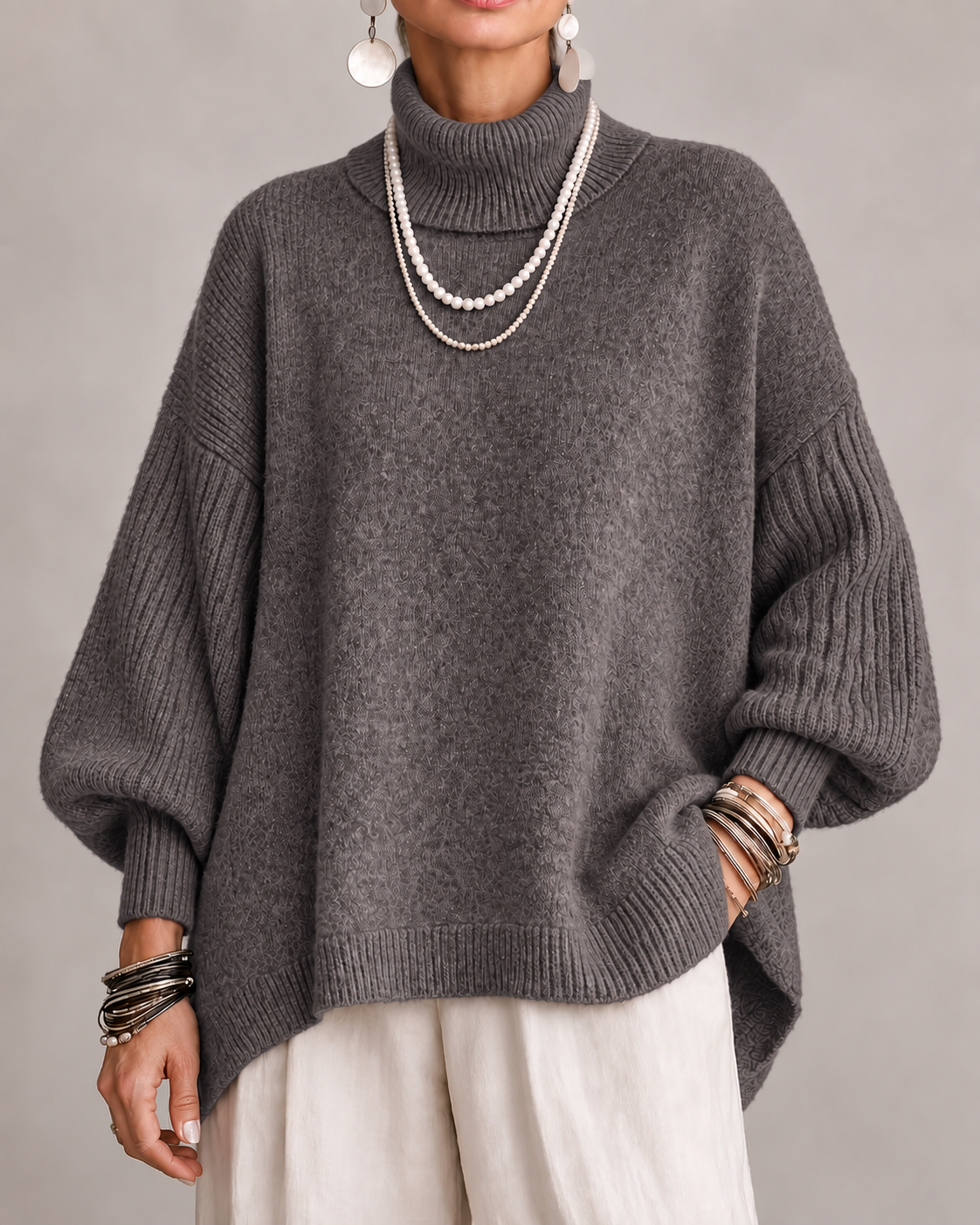 Pull Col Roulé Oversize pour Femme Pauline