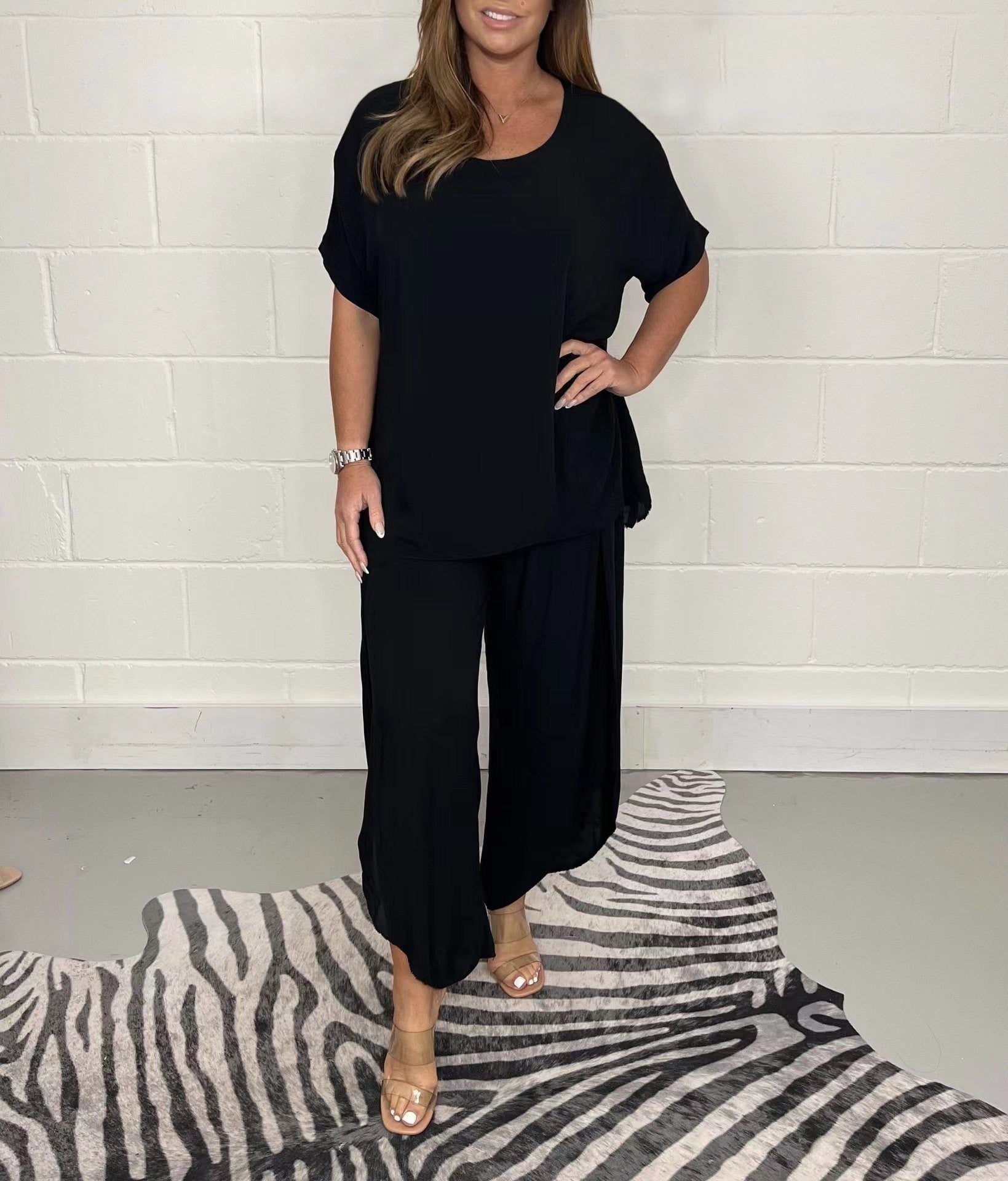 Costume 2 pièces décontracté et ample de couleur unie pour femmes🔥