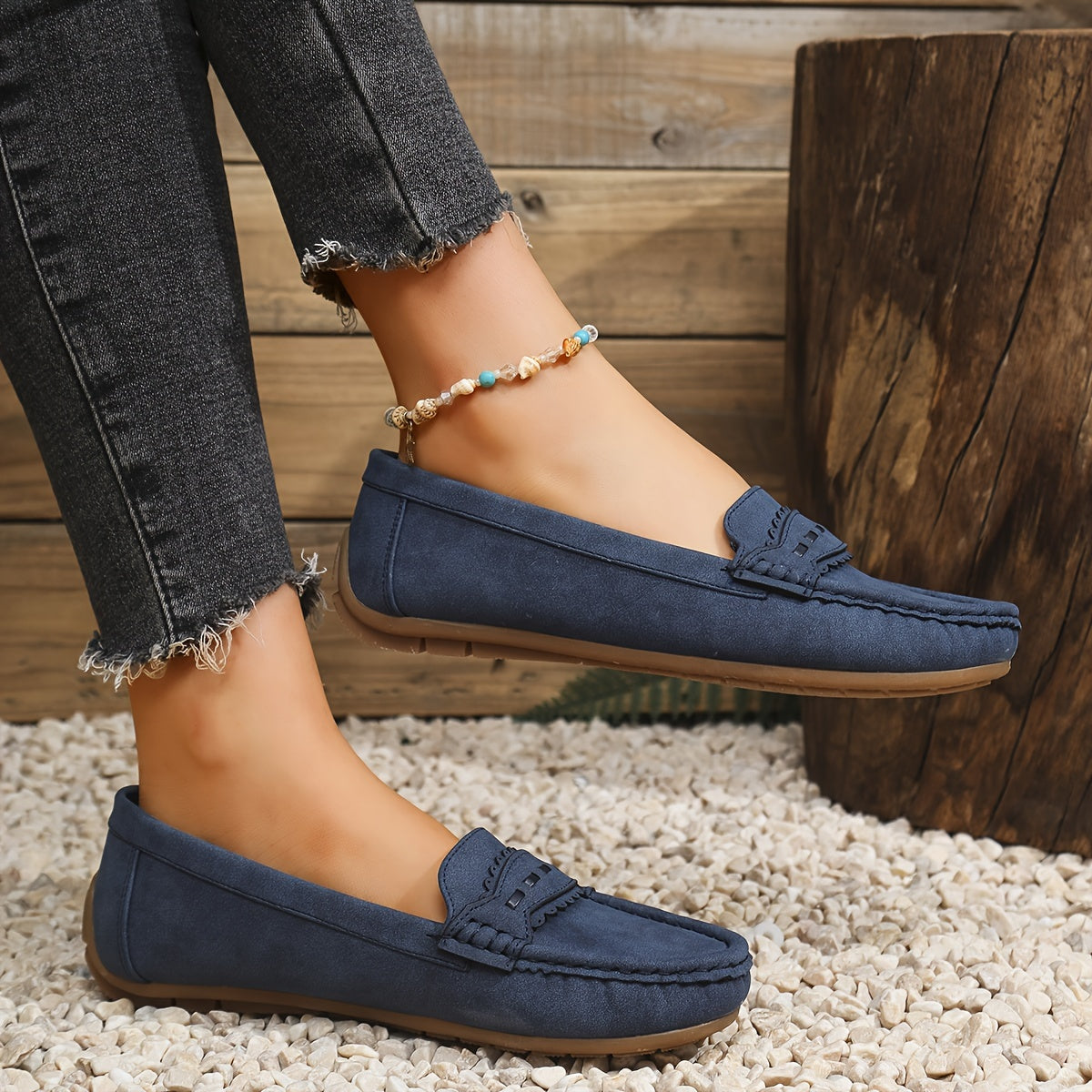 Mocassins Effet Daim Festonnés Marie