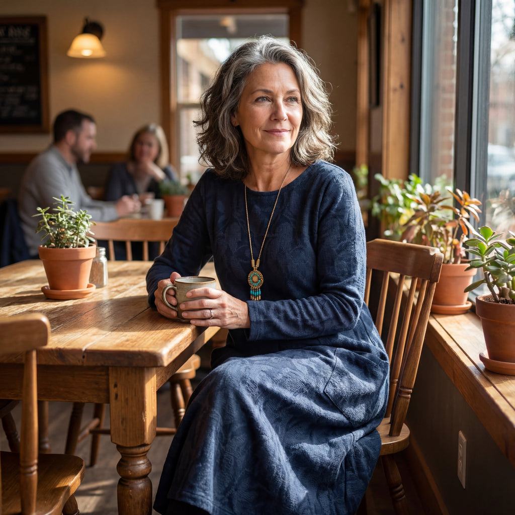 Séraphine — Robe Douce au Motif Naturel