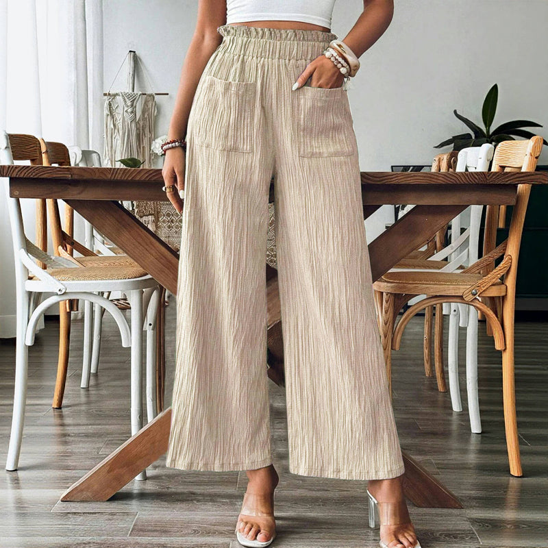 Pantalon Décontracté De Couleur Unie