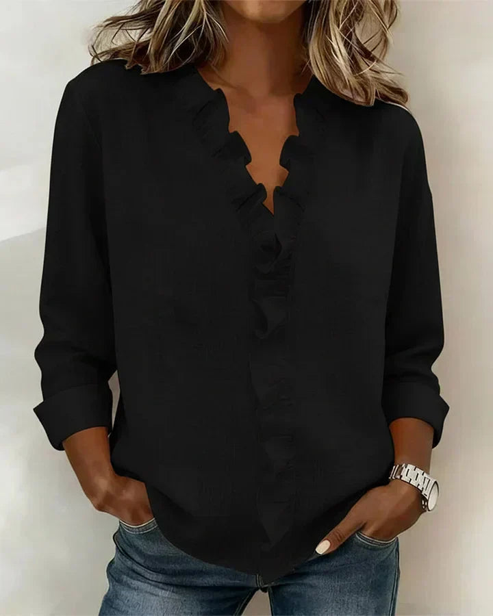Blouse à Volants Col V pour Femme Claire