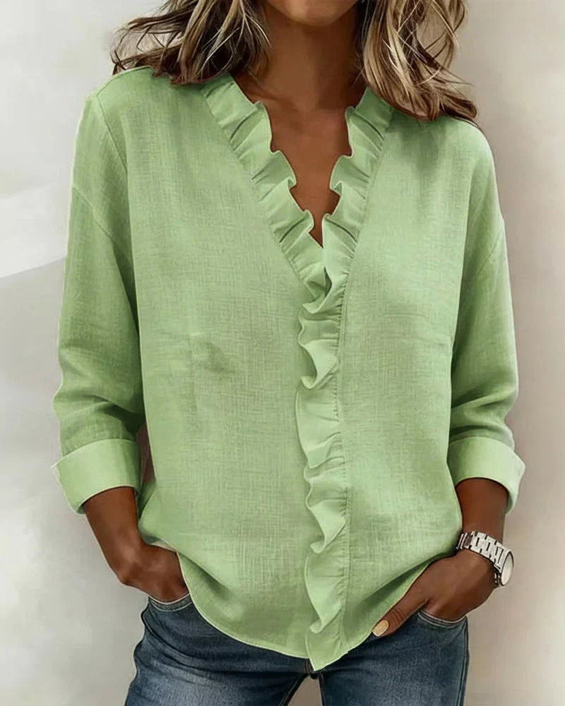 Blouse à Volants Col V pour Femme Claire