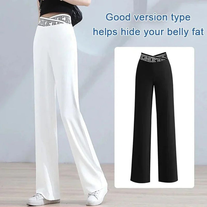 Pantalon Droit Extensible à Taille Haute et Jambes Larges pour Femmes【Achetez-En 2 Et Obtenez La Livraison Gratuite】