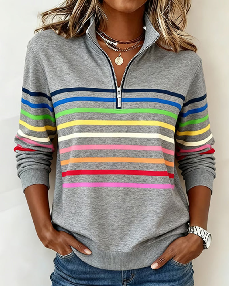 Pull Zippé Rayures Arc-en-ciel pour Femme Odile