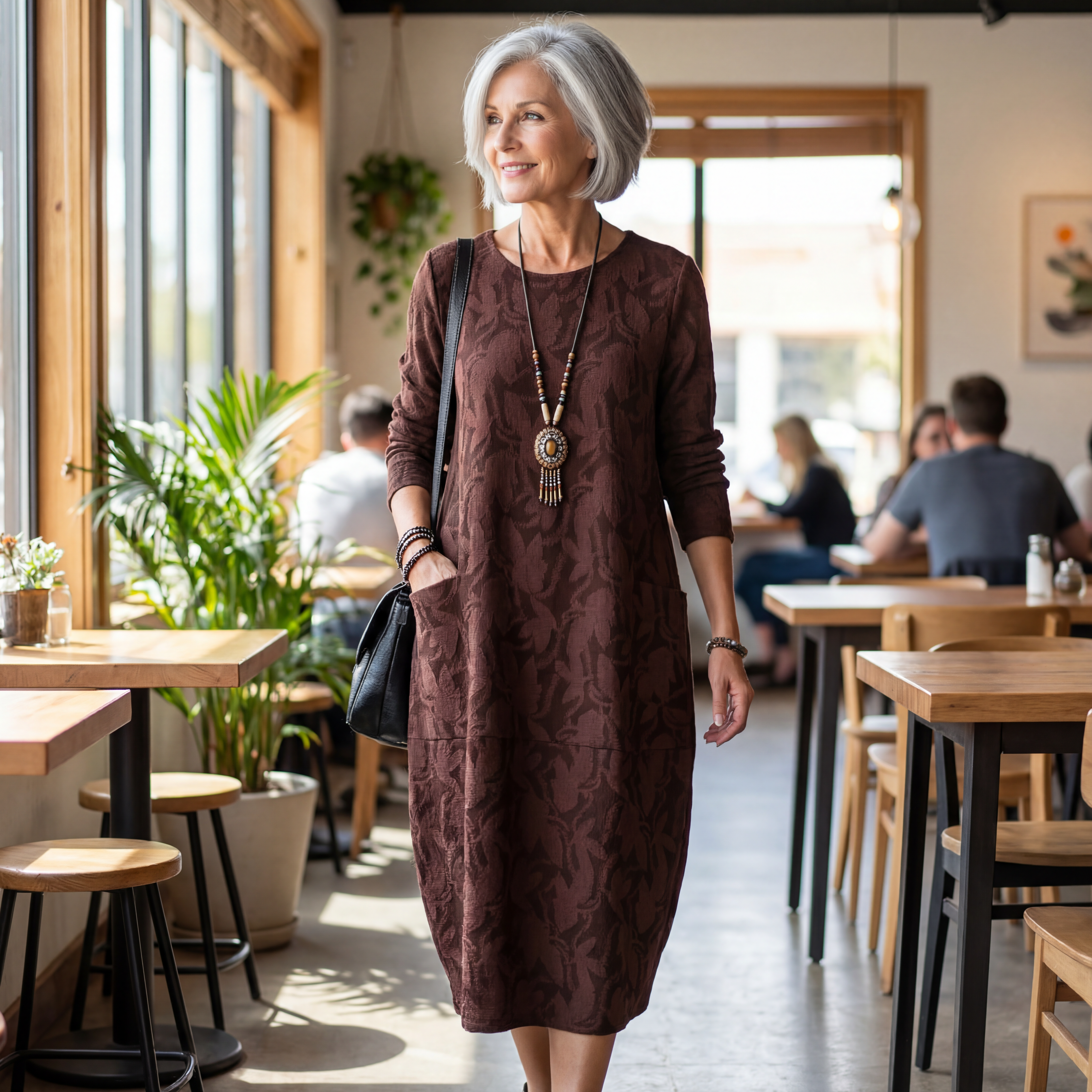 Séraphine — Robe Douce au Motif Naturel