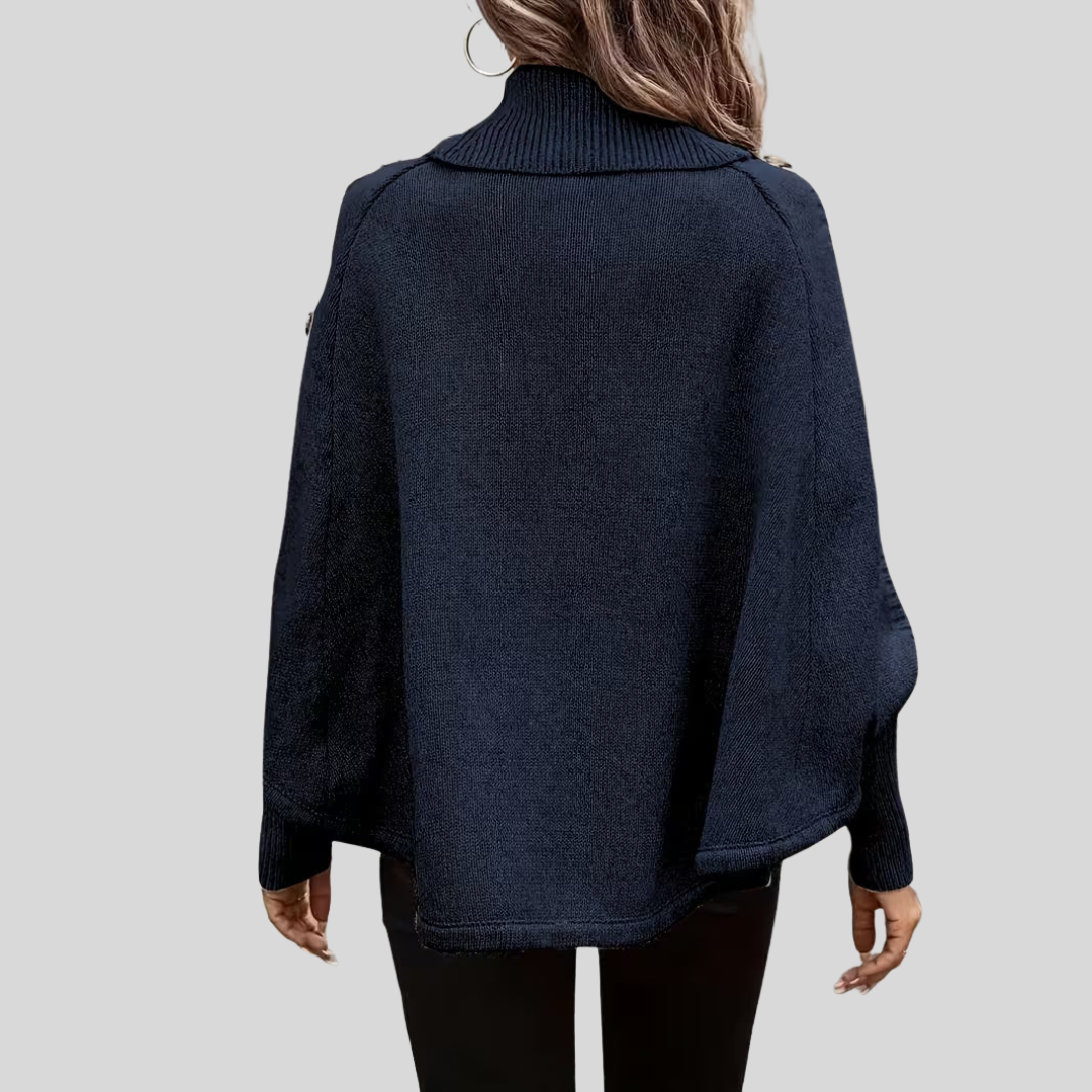 Poncho Col Roulé Torsadé pour Femme Léa