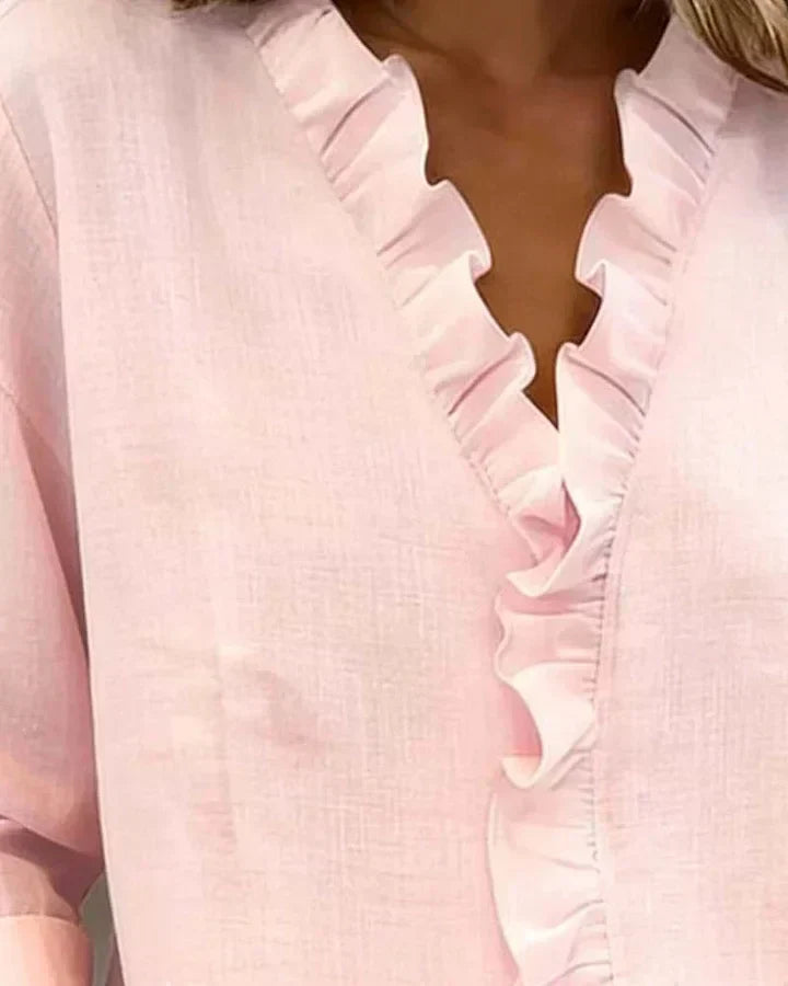 Blouse à Volants Col V pour Femme Claire