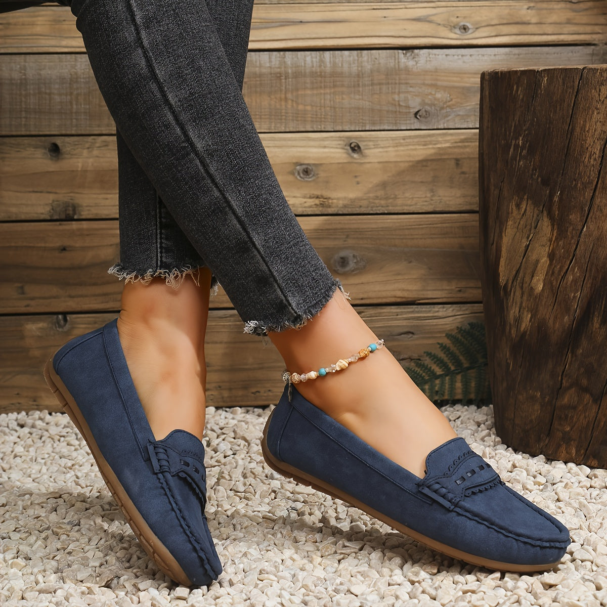 Mocassins Effet Daim Festonnés Marie