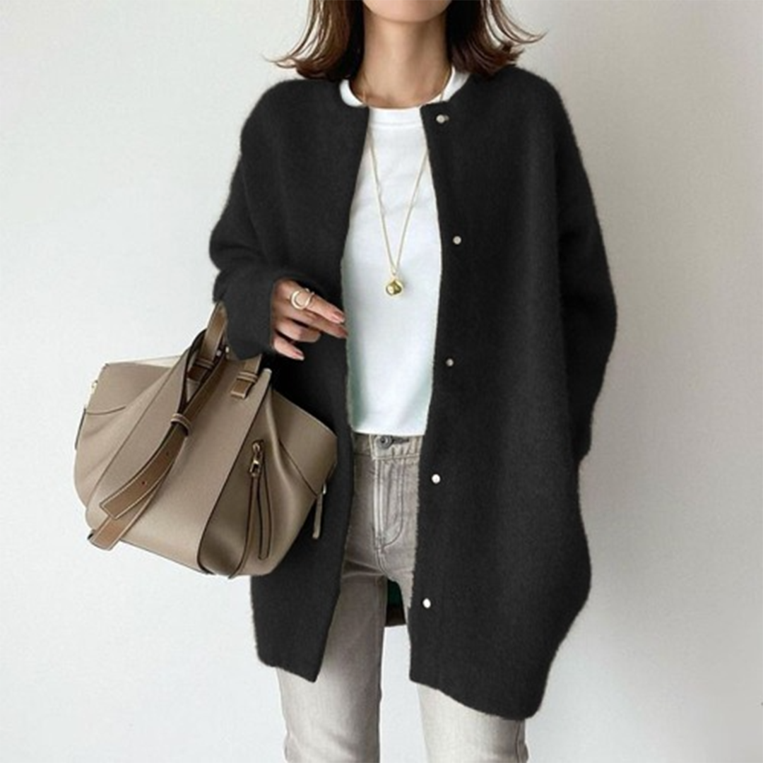 Cardigan Long Sans Col pour Femme Léa