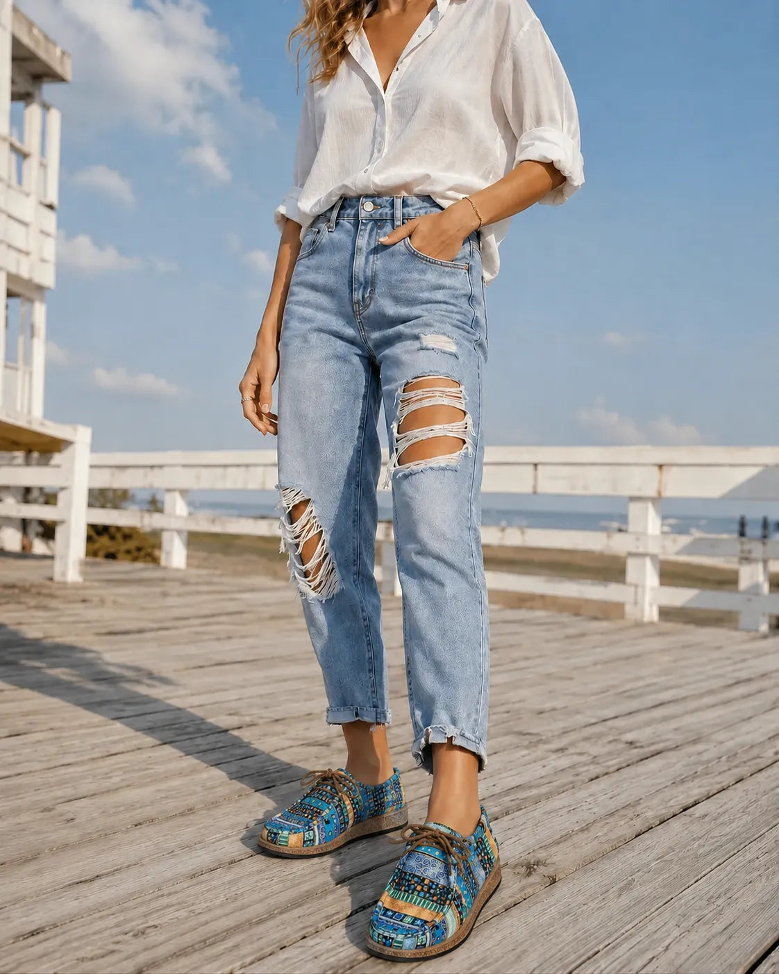 Sacha Havre | Mocassins Toile Imprimée Camille