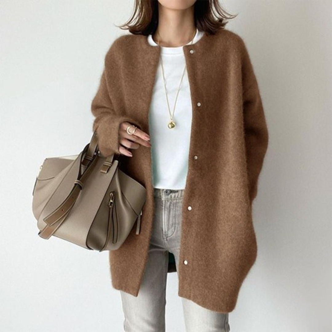 Cardigan Long Sans Col pour Femme Léa
