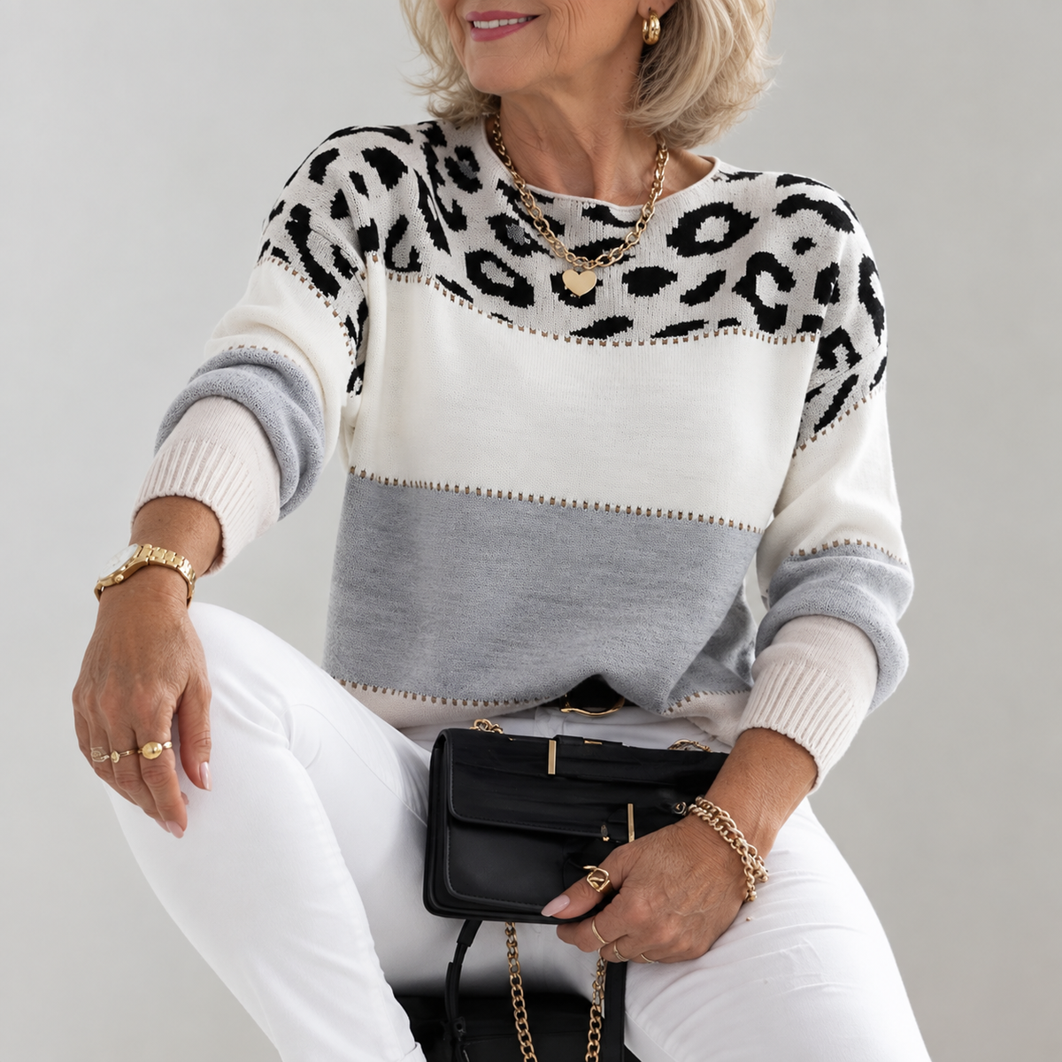 Pull Empiècement Léopard pour Femme Margot