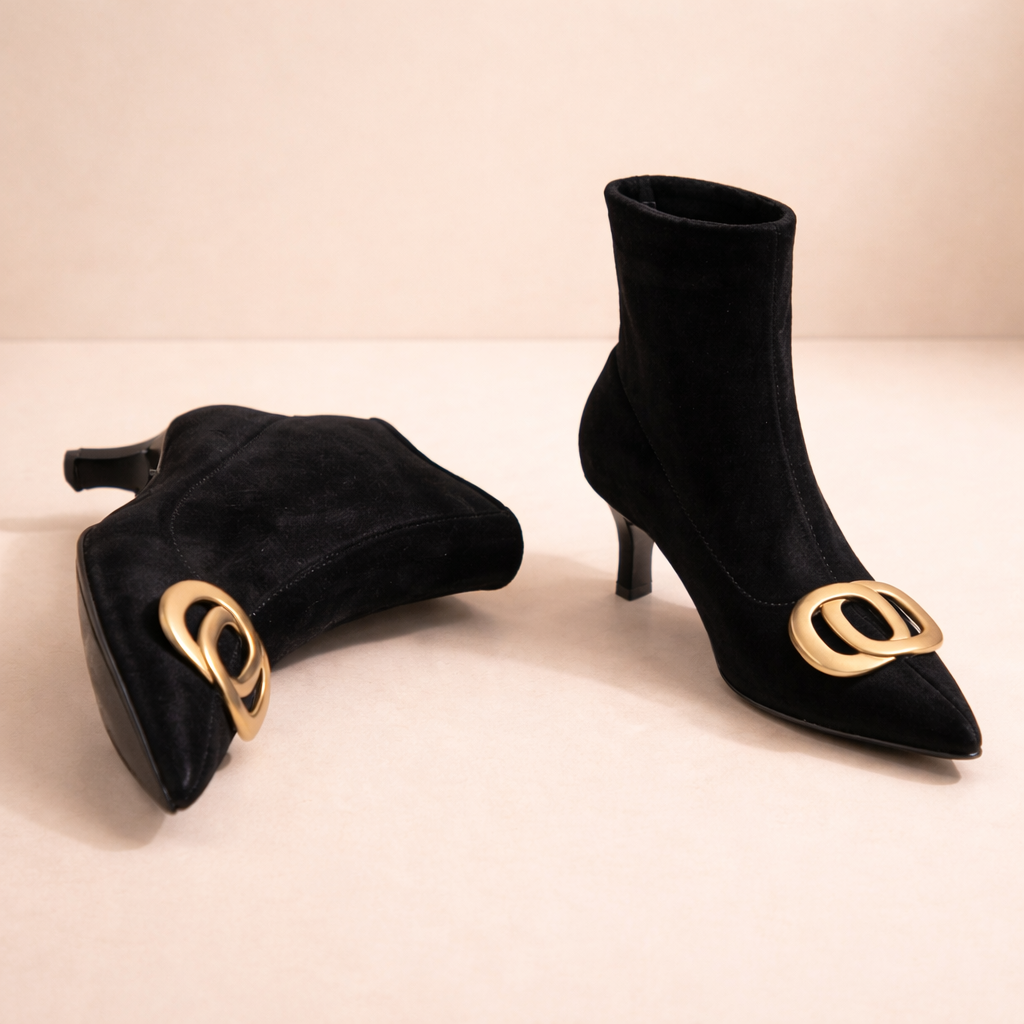 Sacha Havre | Bottines Pointues en Velours Juliette