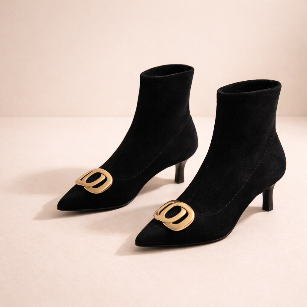 Sacha Havre | Bottines Pointues en Velours Juliette