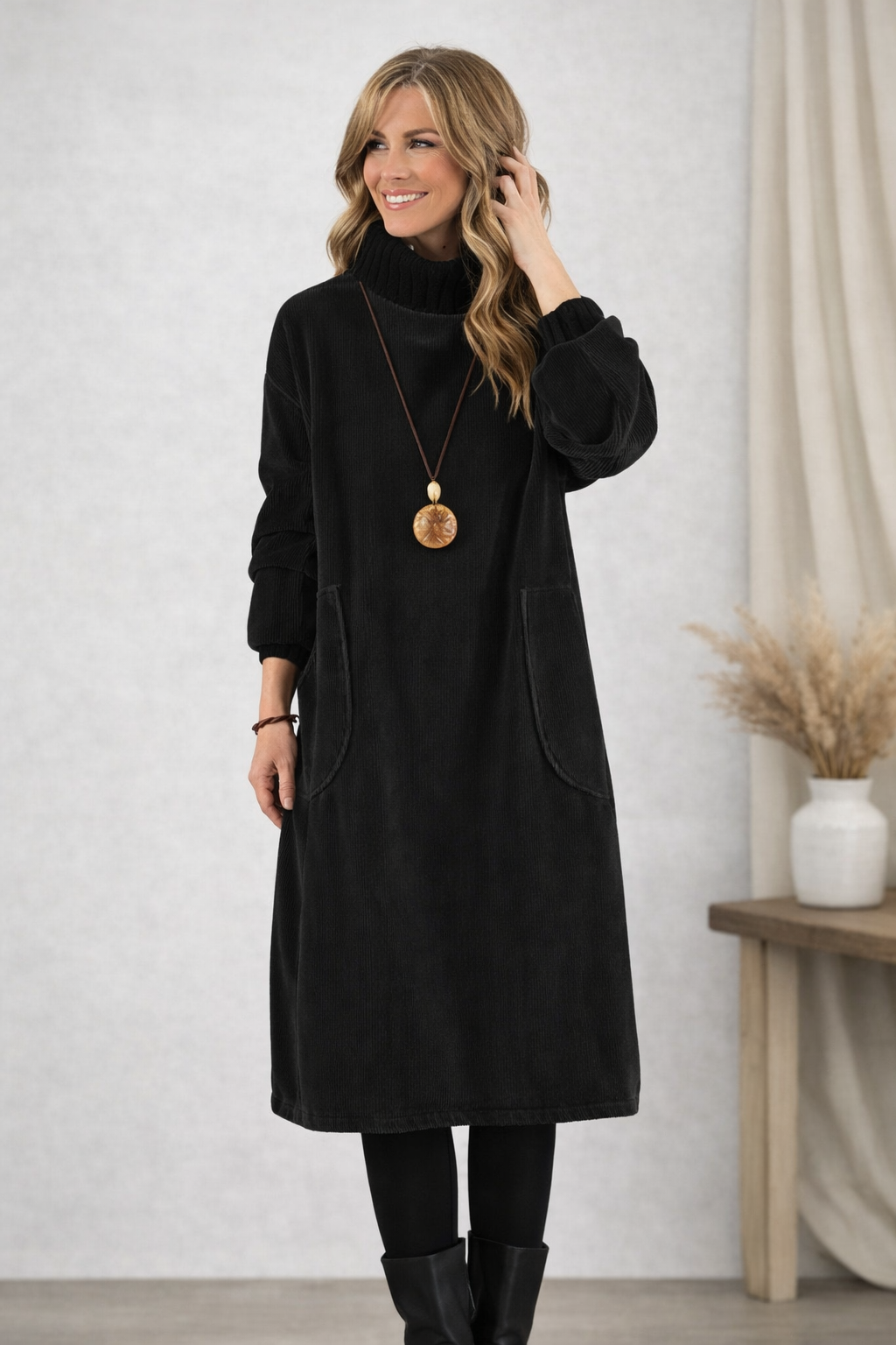 Auréa — Robe Midi Douce au Style Intemporel