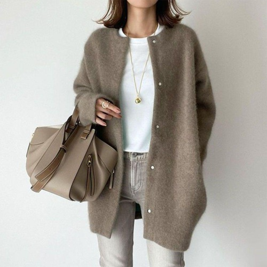Cardigan Long Sans Col pour Femme Léa