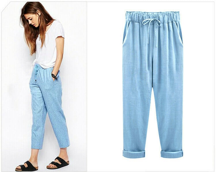 🔥New Arrival Hot Sale 🔥 Women's Solid Color Elastic Waist Loose Nine-Point Pants