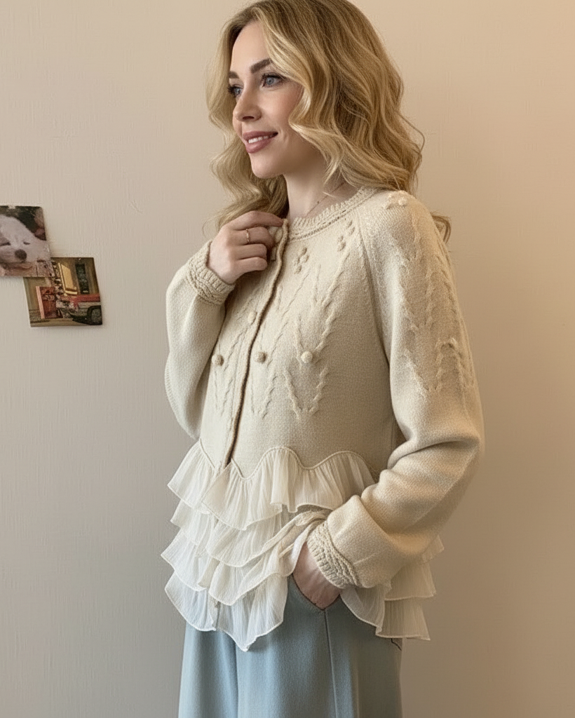 Sacha Havre | CARDIGAN ÉLÉGANT EN MAILLE AVEC VOLANTS