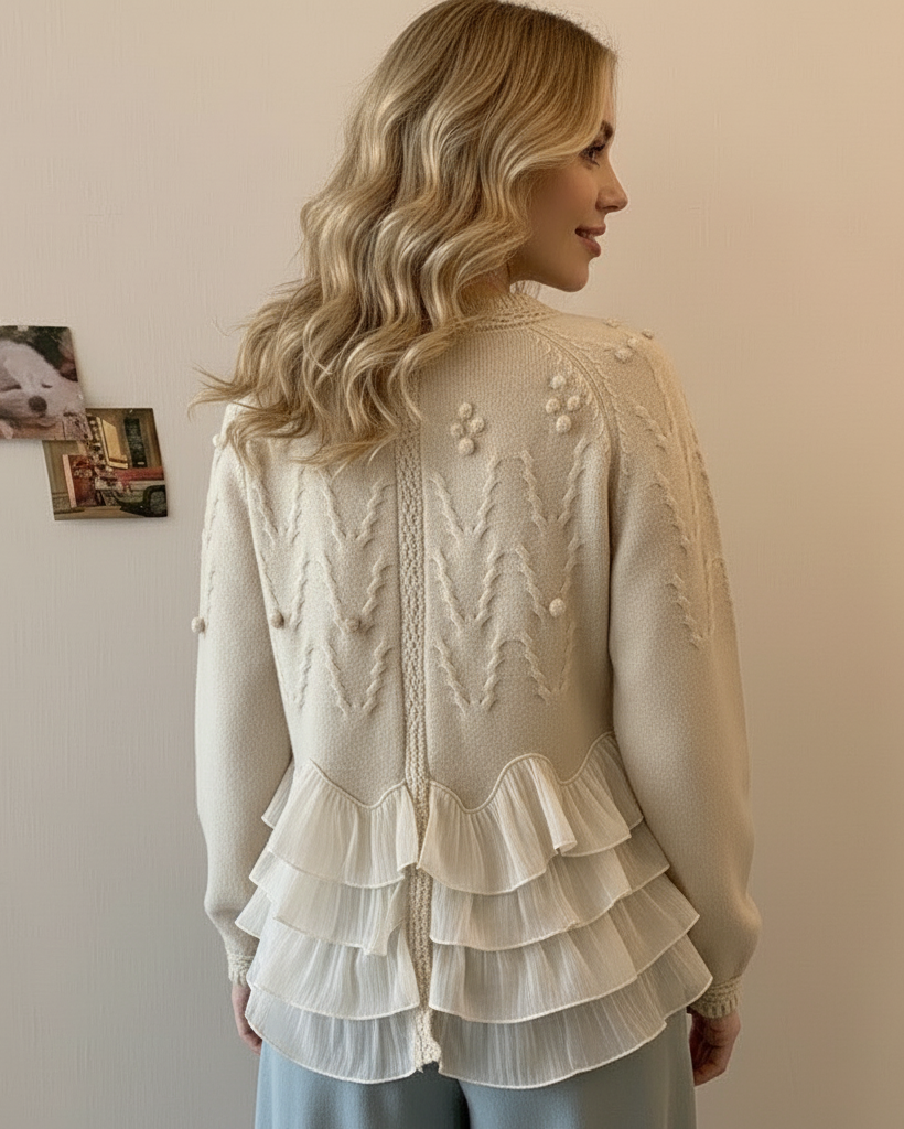 Sacha Havre | CARDIGAN ÉLÉGANT EN MAILLE AVEC VOLANTS