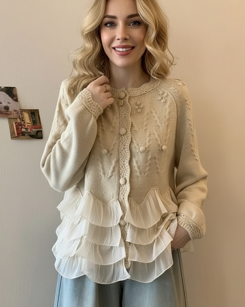Sacha Havre | CARDIGAN ÉLÉGANT EN MAILLE AVEC VOLANTS