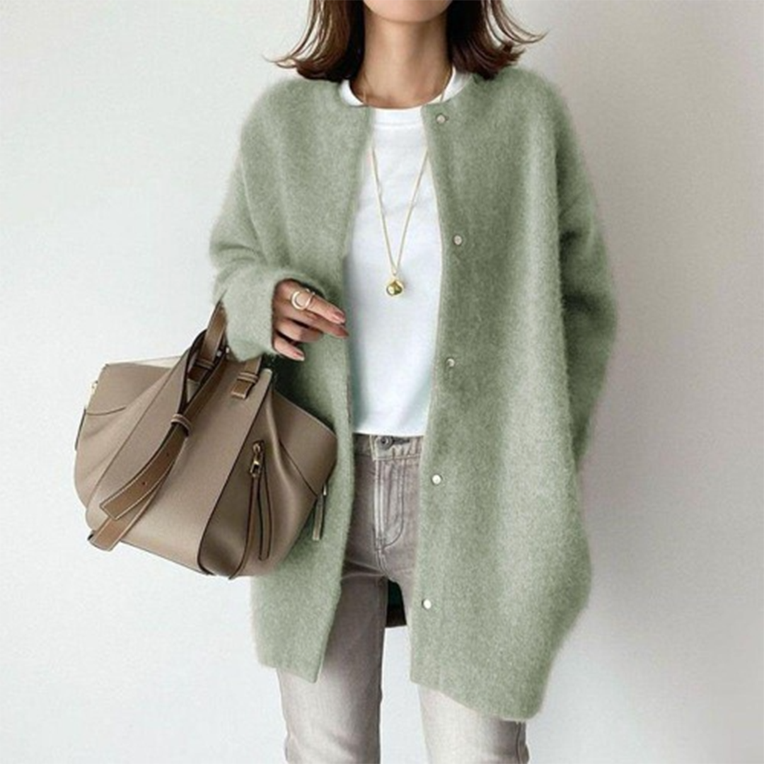Cardigan Long Sans Col pour Femme Léa