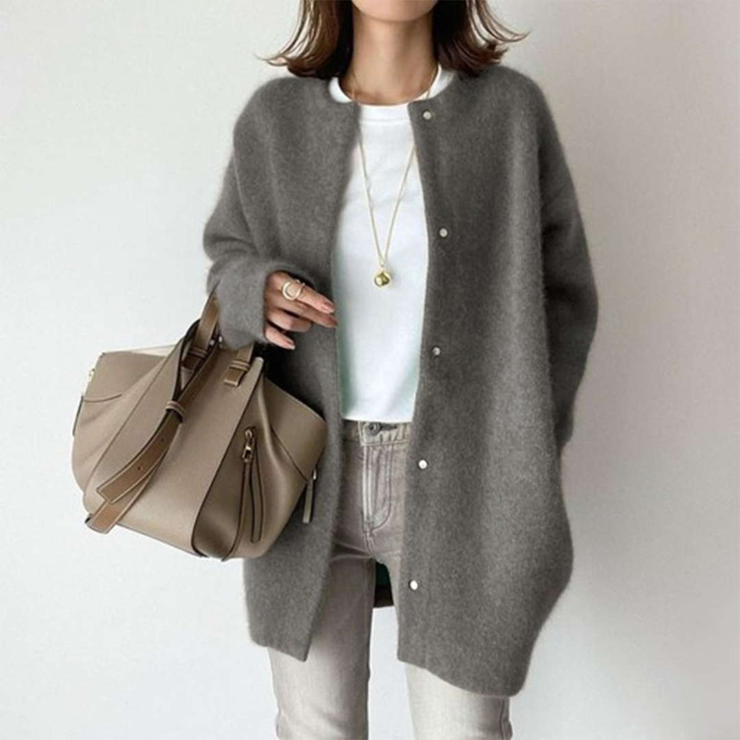 Cardigan Long Sans Col pour Femme Léa