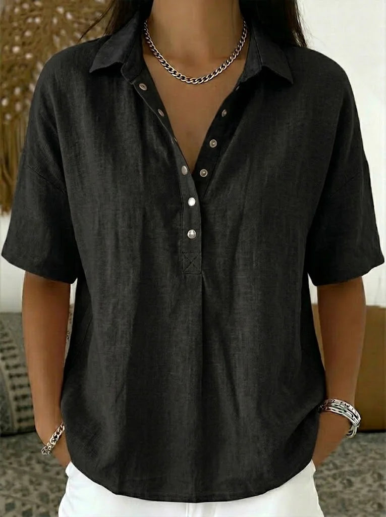 Blouse Henley Manches Courtes pour Femme Charlotte