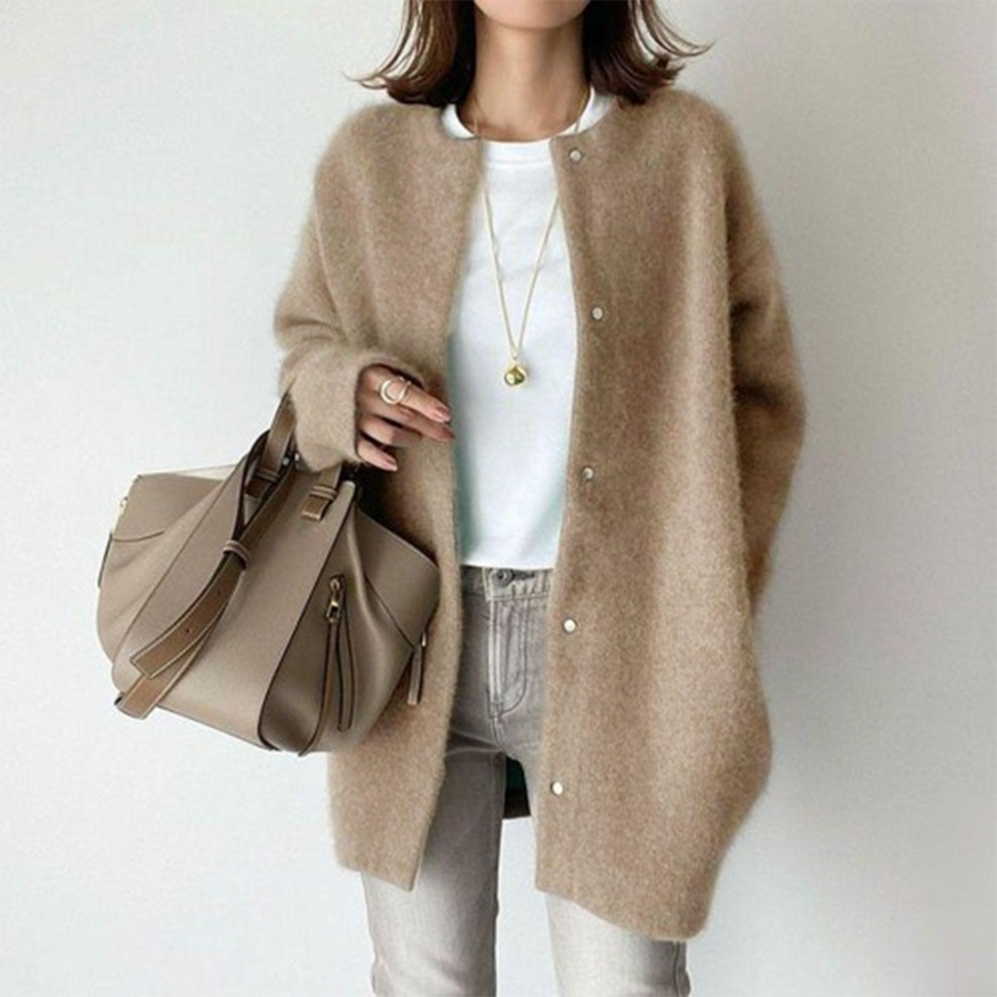 Cardigan Long Sans Col pour Femme Léa