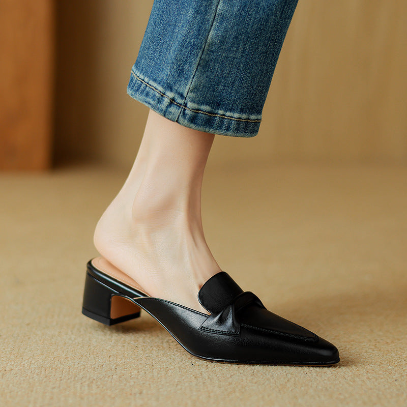 Sacha Havre | Mules Pointues en Cuir Béatrice