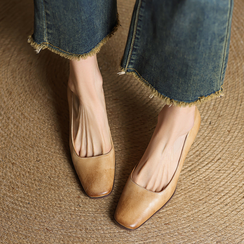 Sacha Havre | Escarpins Carrés en Cuir Amélie