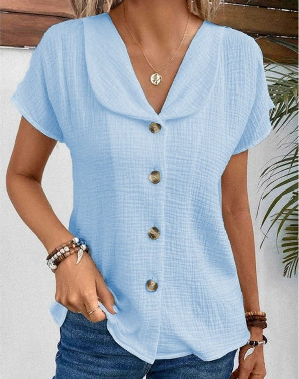 Blouse Boutonnée Grand Col pour Femme Liliane
