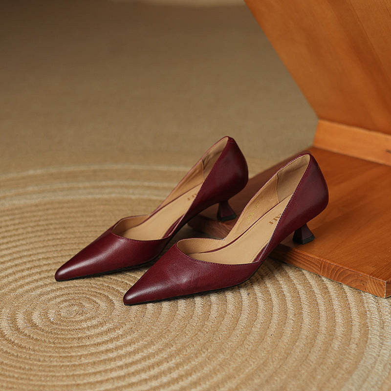 Sacha Havre | Escarpins Petit Talon en Cuir Nathalie