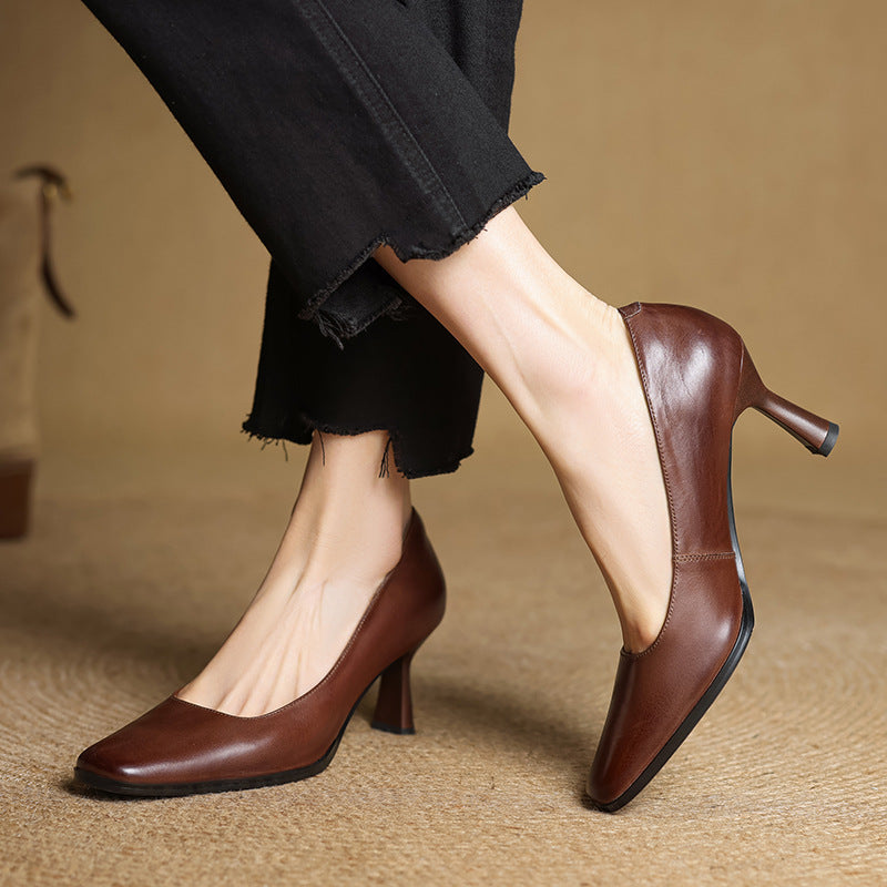 Sacha Havre | Escarpins Carrés en Cuir Amélie